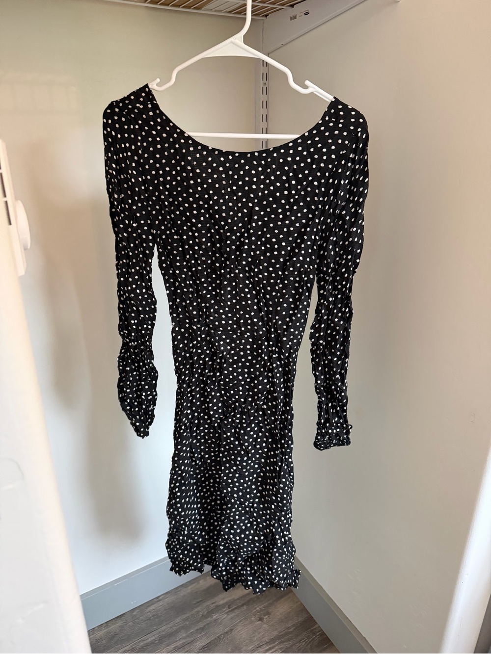 Anthropologie Polka Dot Long Sleeve Dress